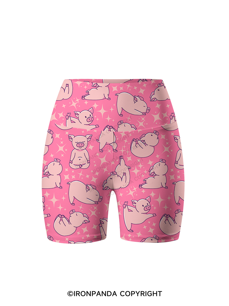 YOGA PIGS Printed Yoga Cycling Shorts