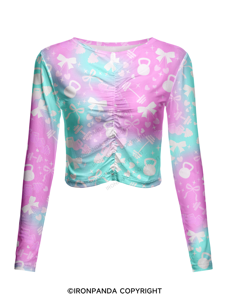 SWEET COOL STYLE DUMBBELL KETTLEBELL HEART Mesh Long Sleeve Top
