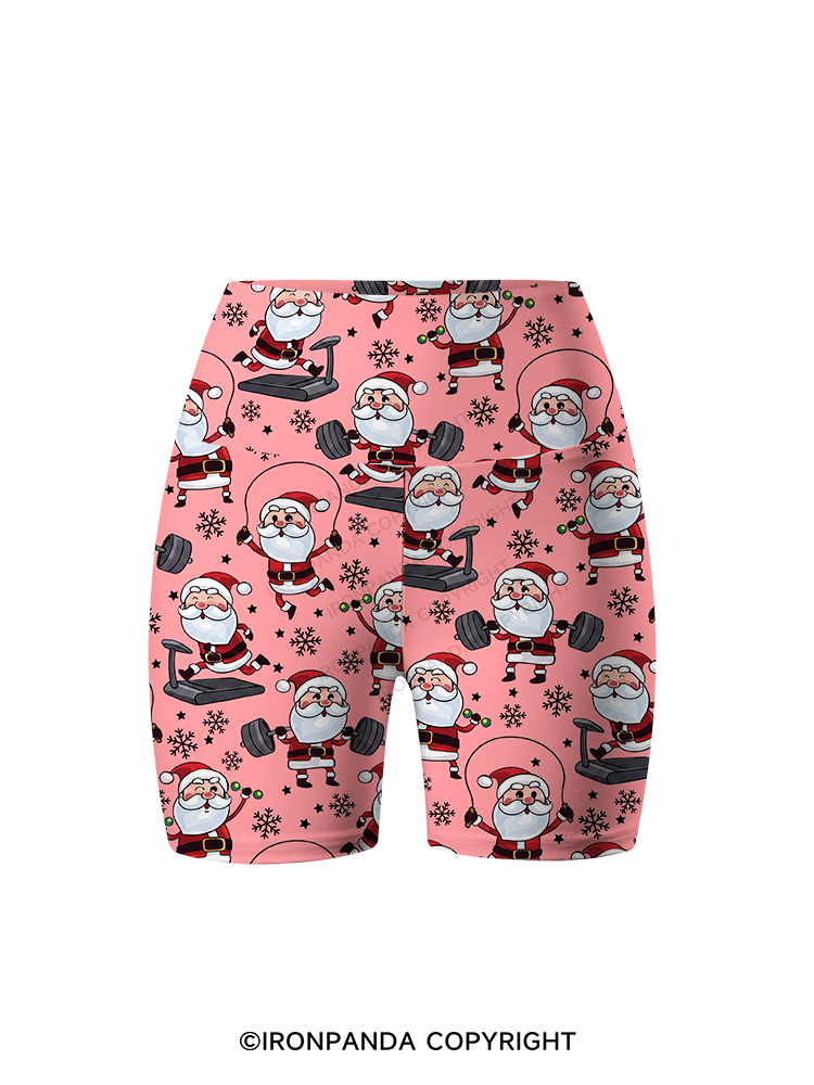 Funny Santa Claus Gym Printed Yoga Cycling Shorts