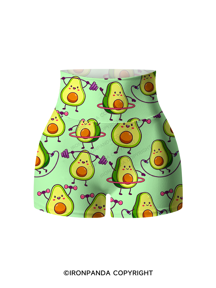 AVOCADO FITNESS PARTY Printed Yoga Shorts