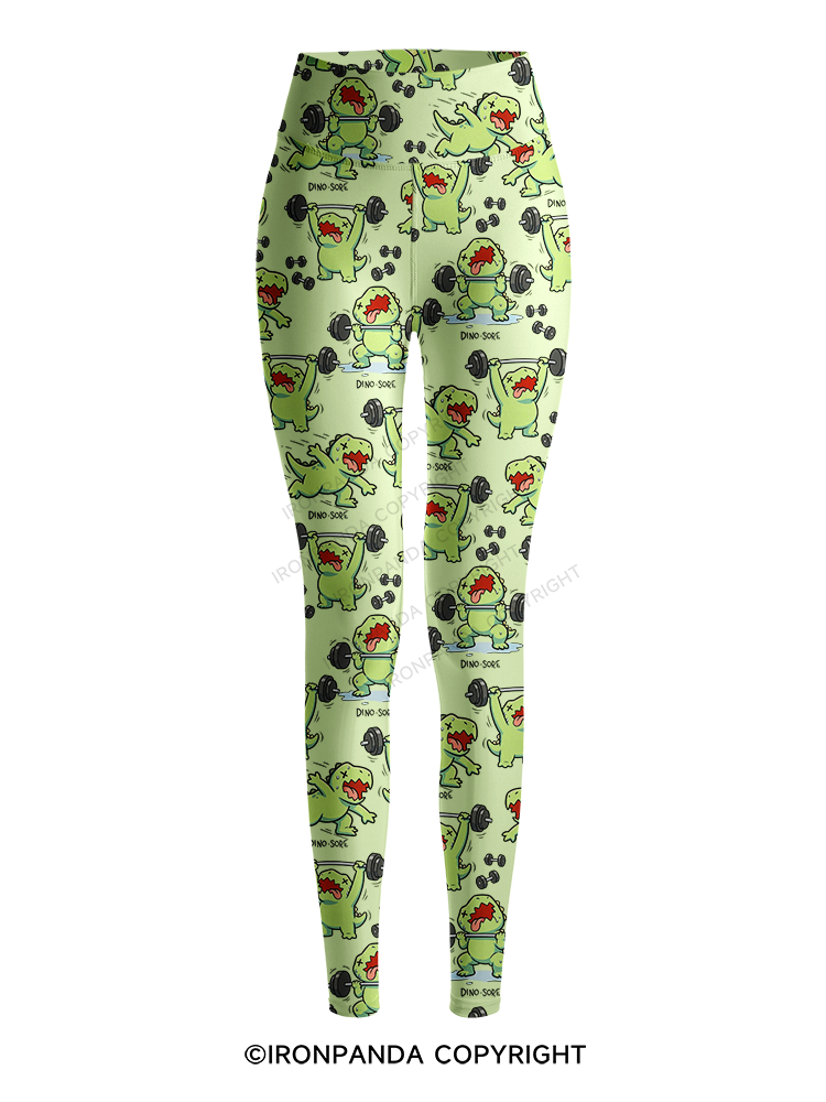 ANGRY LITTLE DINO STRENGTH CAMP Printed Yoga Pants