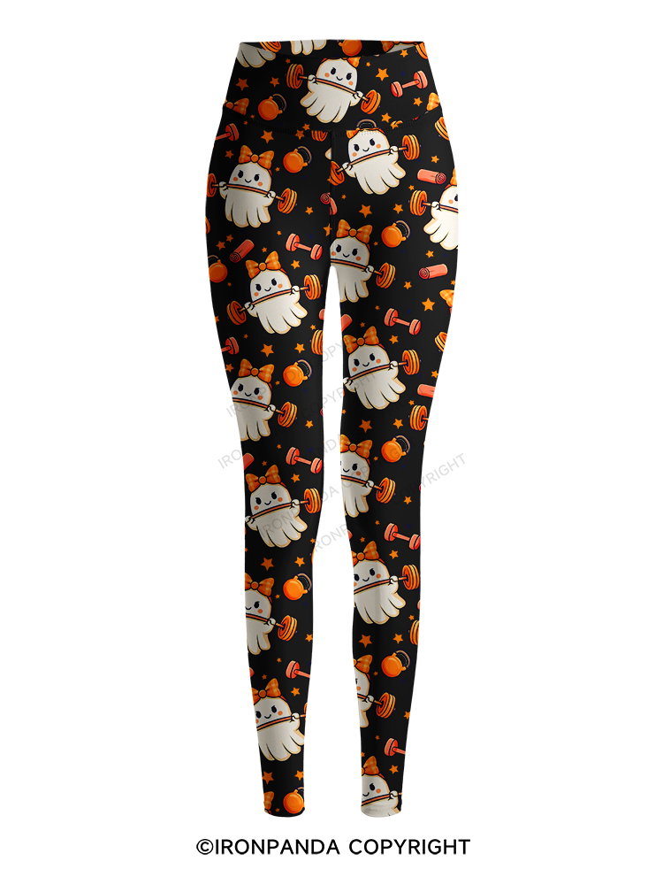WORKING ON MY BOOTY FUNNY GHOST Printed Yoga Pants
