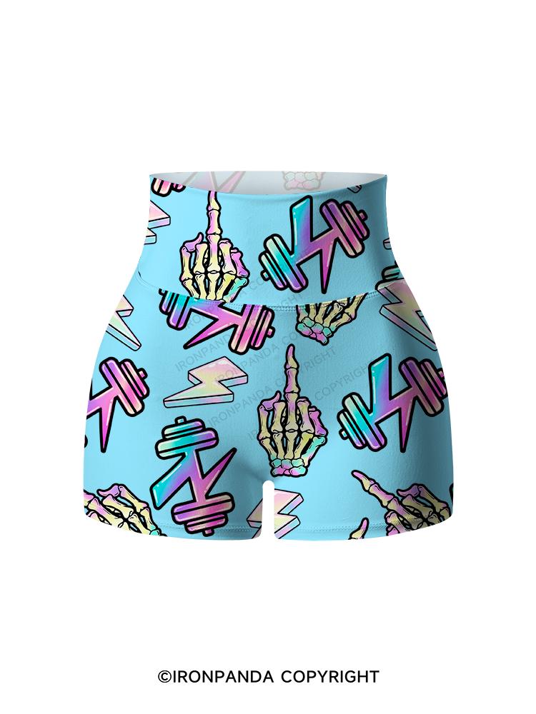 Rebellious Skeleton Printed Yoga Shorts