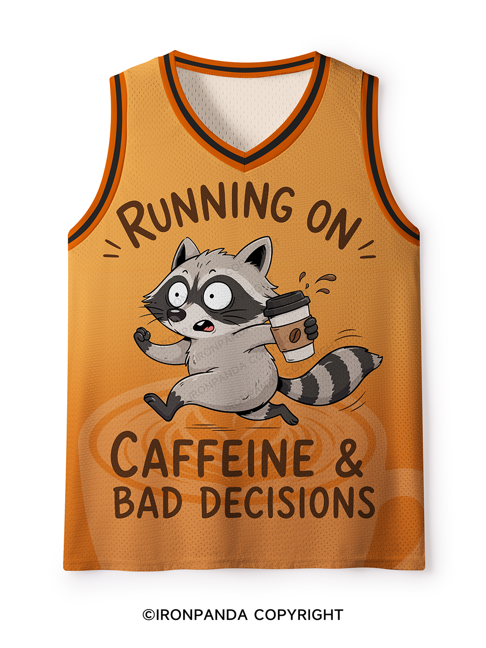 Running On Caffeine And Bad Decisions Funny Raccoon Mesh Tank Top