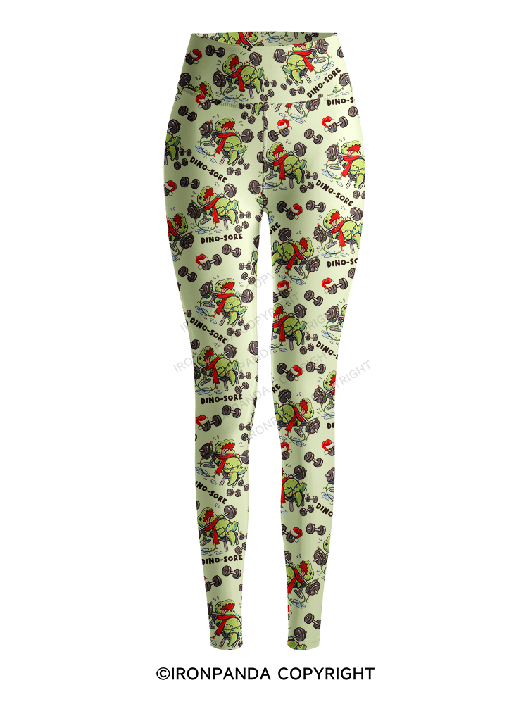 Christmas Workout DINO-SORE Printed Yoga Pants
