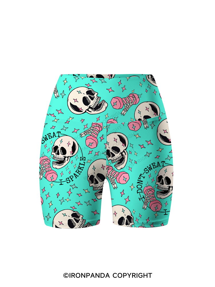 I DON’T SWEAT I SPARKLE Printed Yoga Cycling Shorts