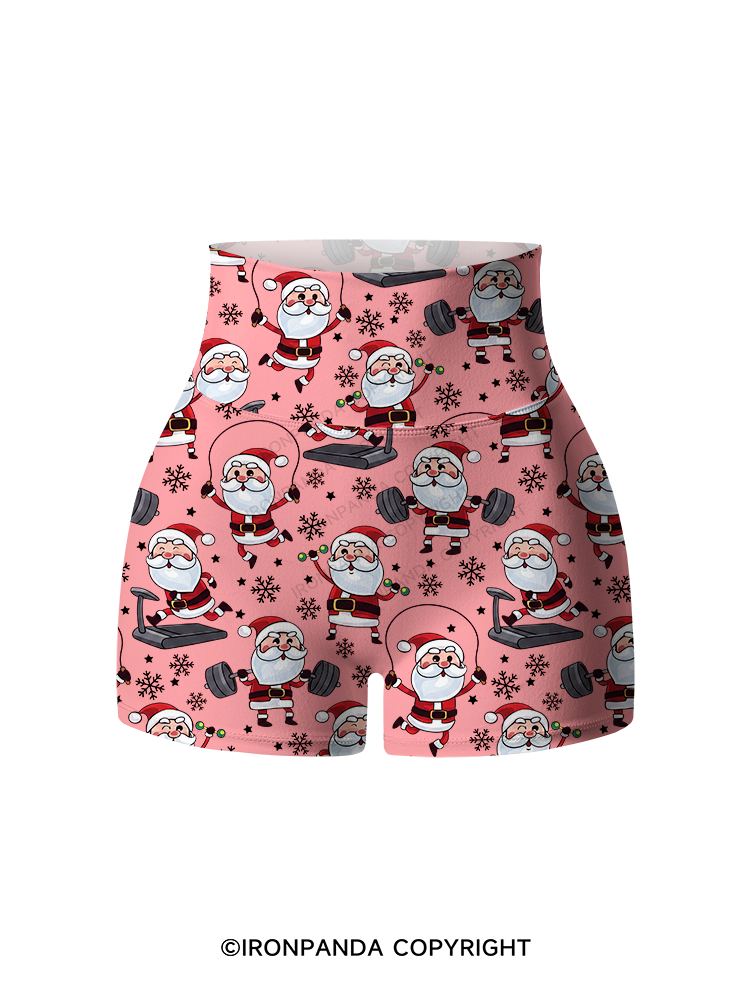 Funny Santa Claus Gym Printed Yoga Shorts