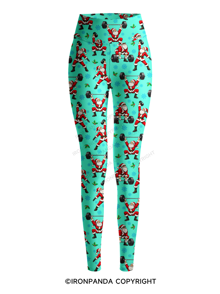 Santa Lifting Christmas Workout Yoga Printed Yoga Pants