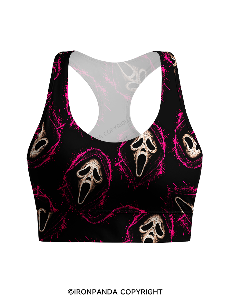 Ghost face Racerback Sports Bra
