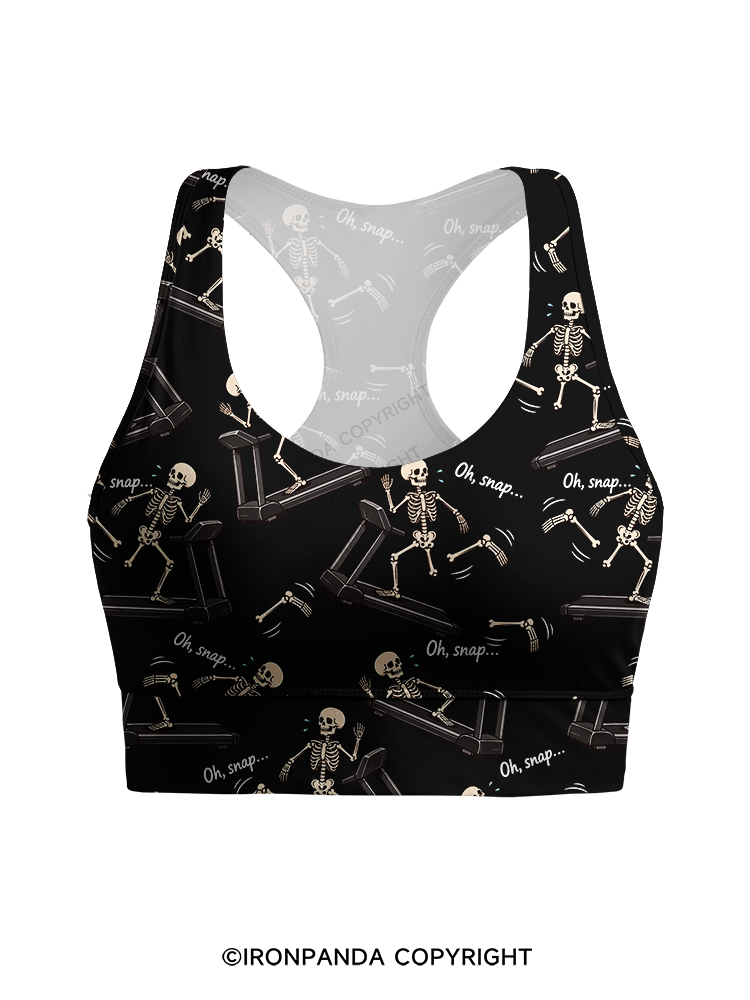 Oh Snap Funny Skeleton Racerback Sports Bra