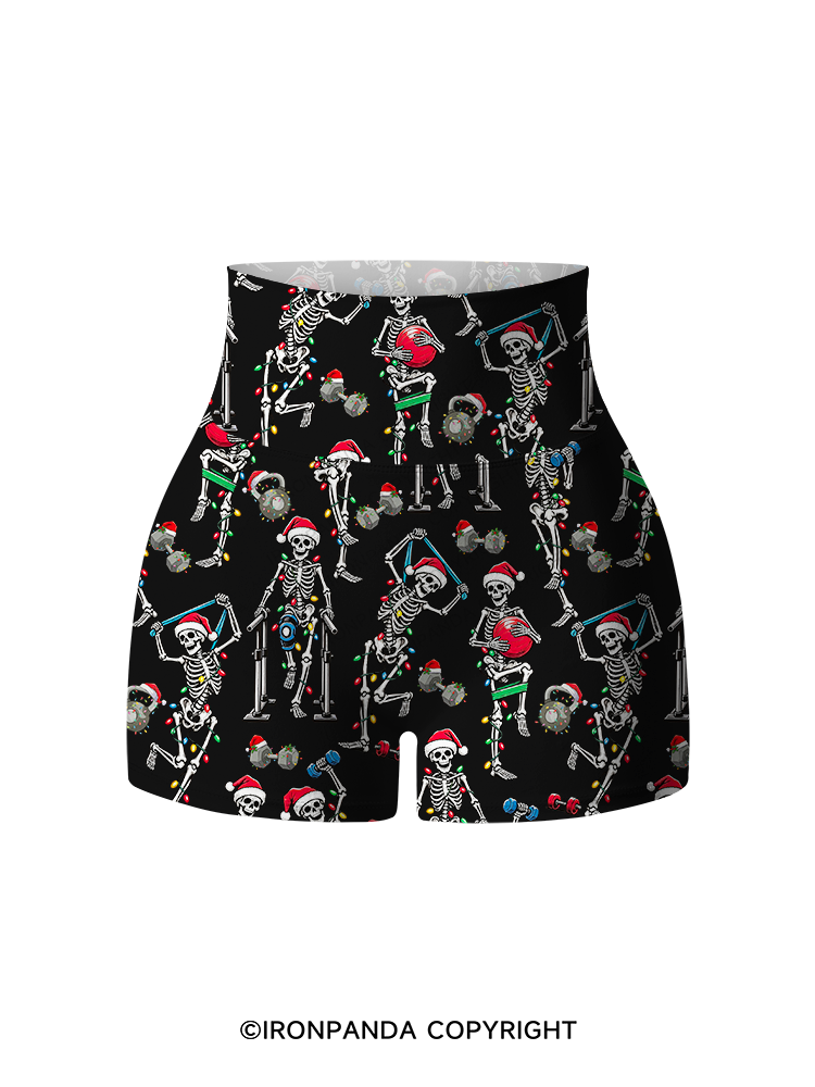 Funny Skeleton Printed Yoga Shorts