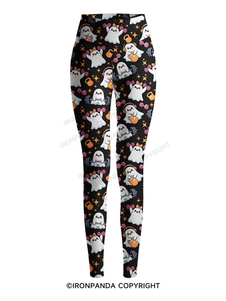 GHOST POWER WORKOUT TIME Printed Yoga Pants