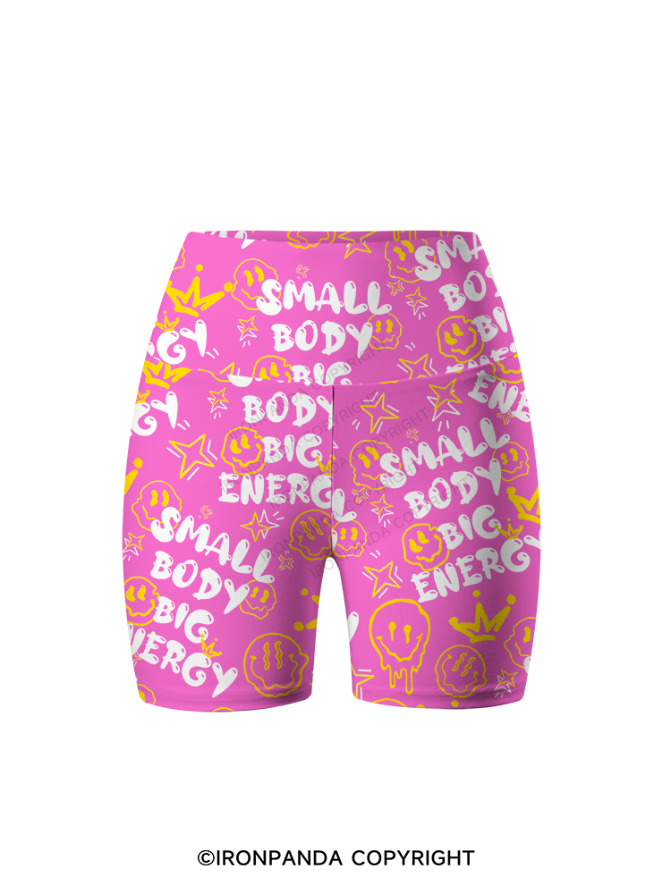 SMALL BODY BIG ENERGY Printed Yoga Cycling Shorts