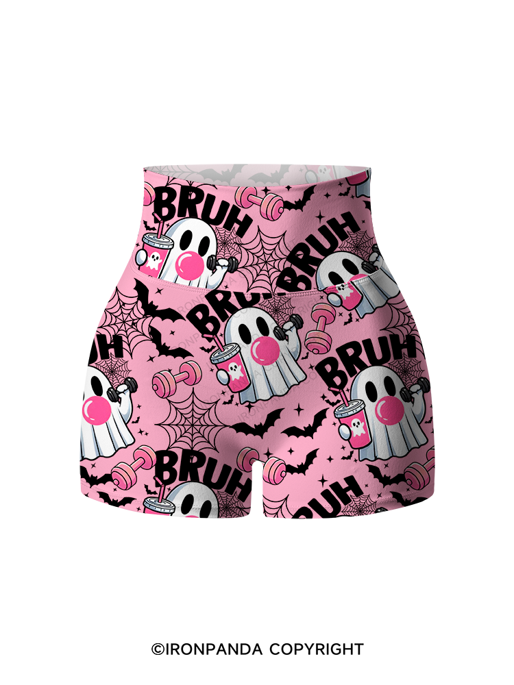 Bruh Ghost Workout Printed Yoga Shorts