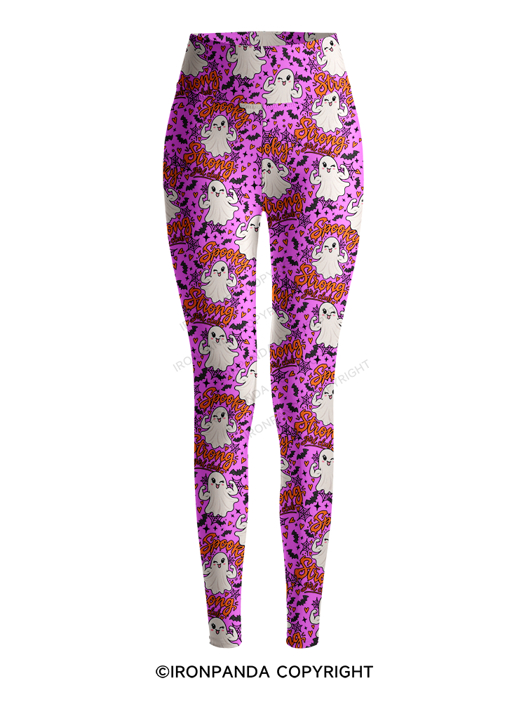 spooky strong girl club Printed Yoga Pants