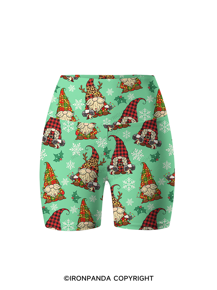 Fitness Christmas Elf Printed Yoga Cycling Shorts