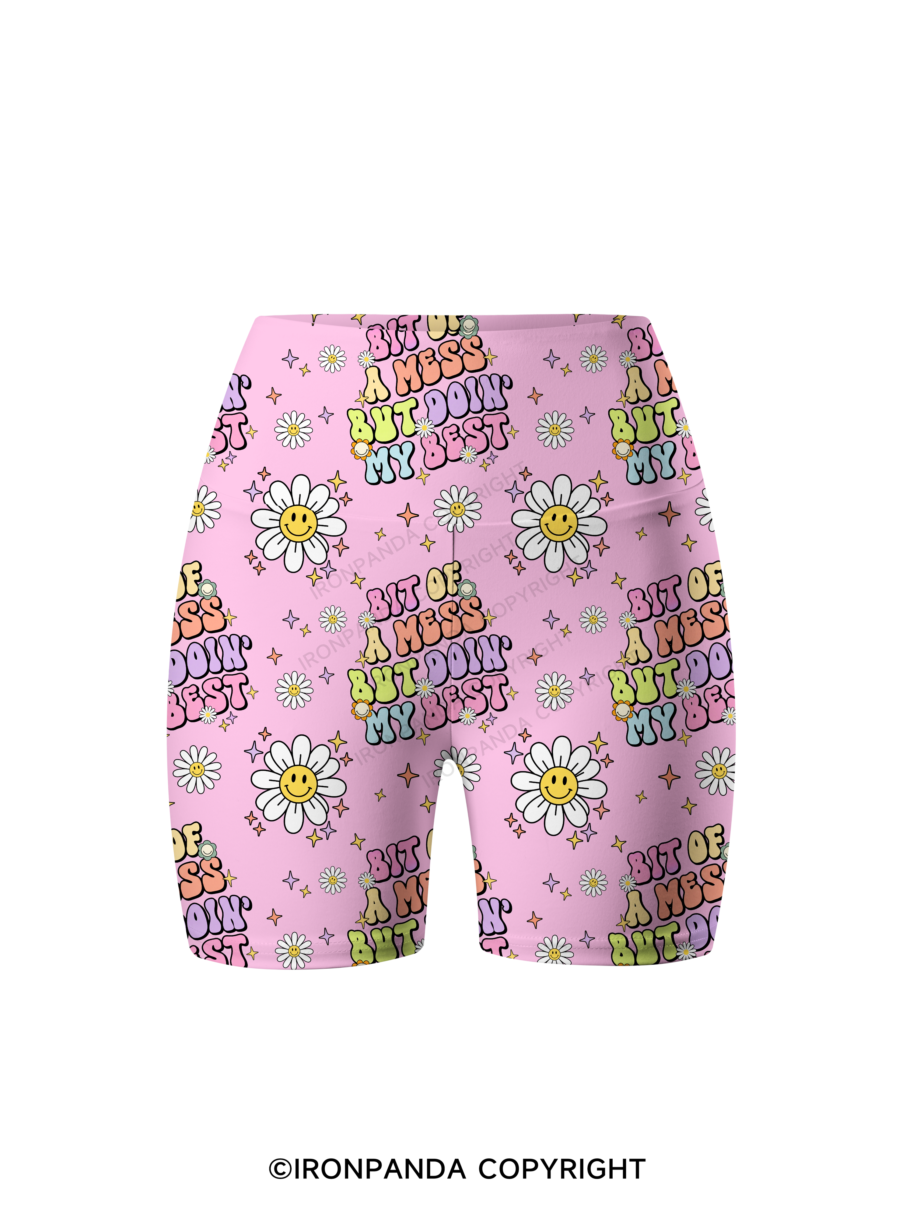 BIT OF A MESS BUT DOIN' MY BEST Printed Yoga Cycling Shorts