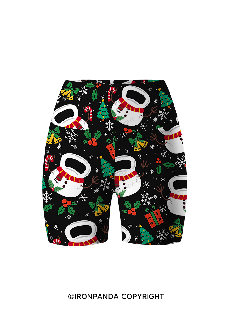 Frosty Kettlebell Printed Yoga Cycling Shorts