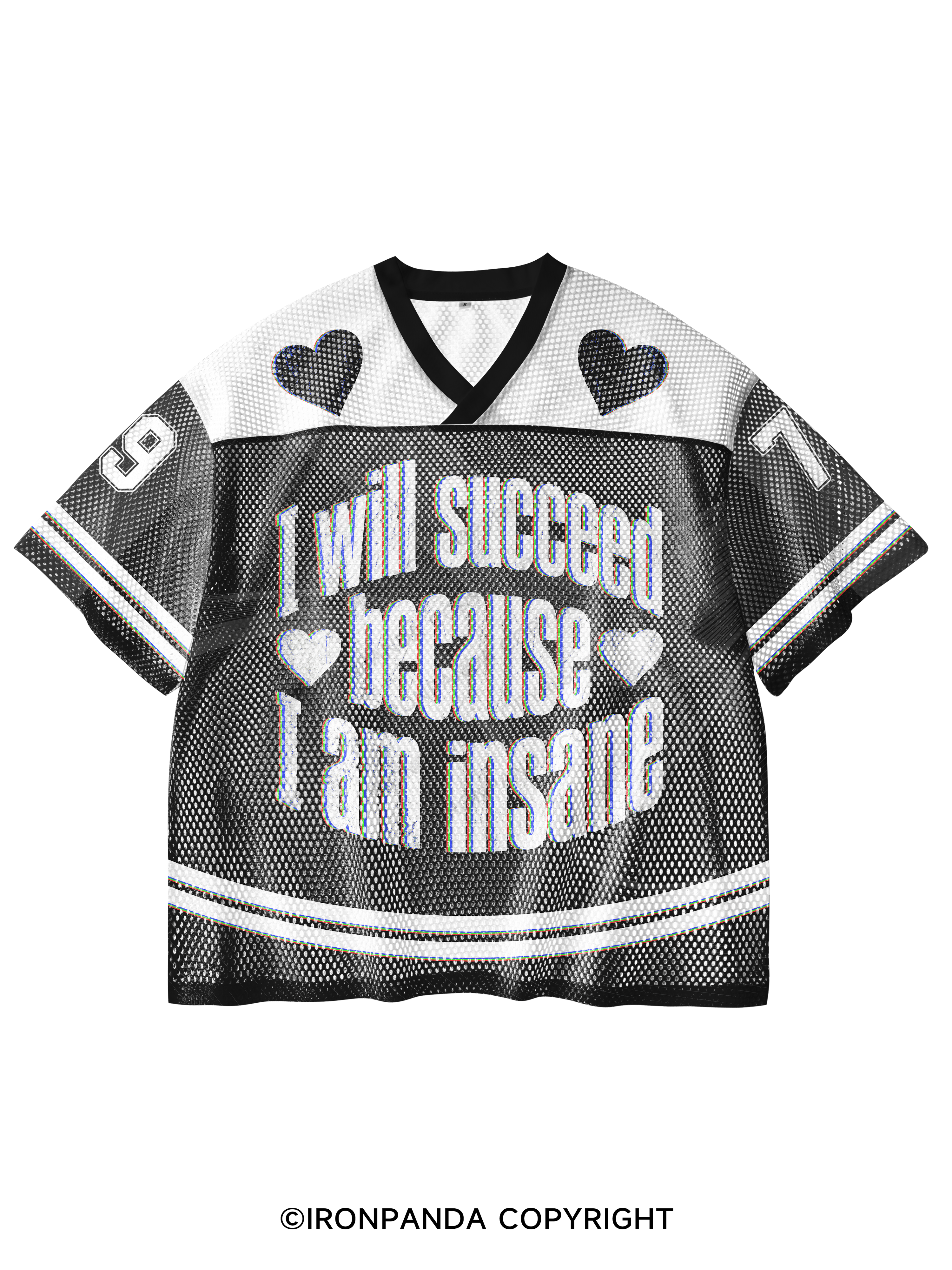 I WILL SUCCEED BECAUSE I AM INSANE V-Neck Open Hole Mesh Top