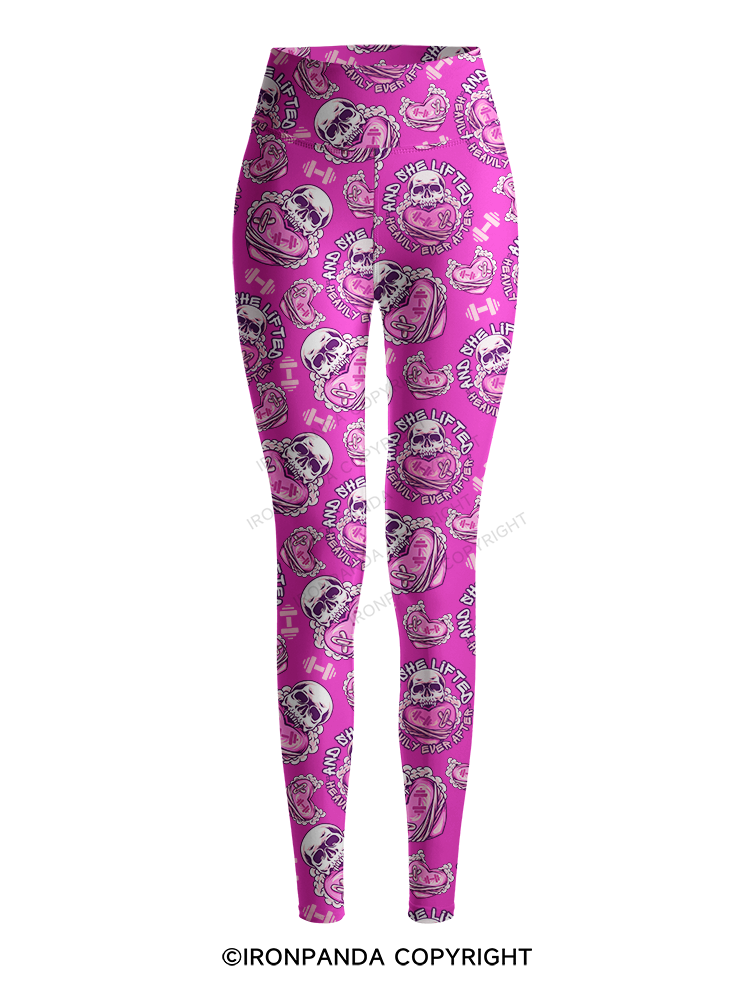 And She Lifted Heavily Ever After Printed Yoga Pants