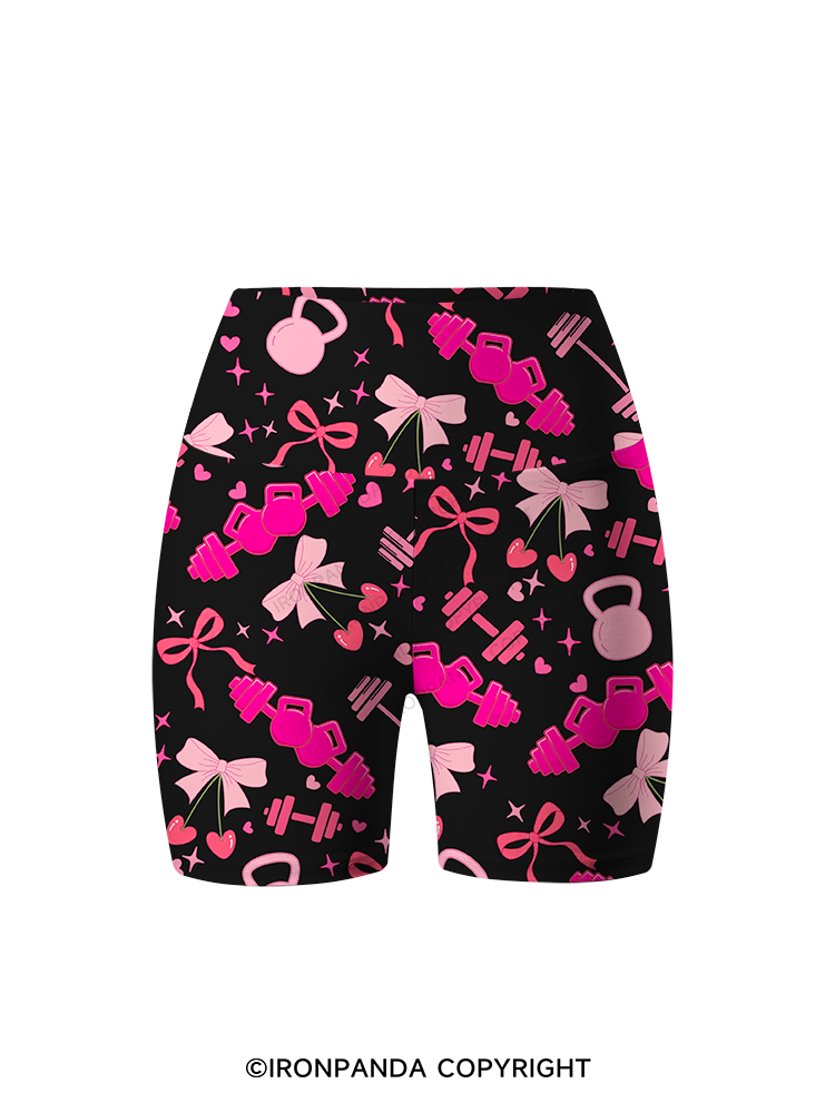 PINK POWER SWEETHEART Printed Yoga Cycling Shorts