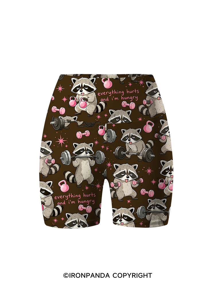 Everything Hurts And I’m Hungry Printed Yoga Cycling Shorts
