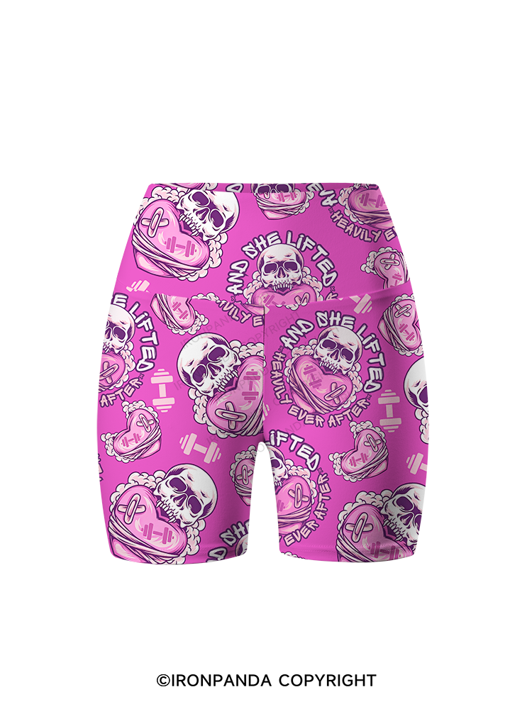 And She Lifted Heavily Ever After Printed Yoga Cycling Shorts