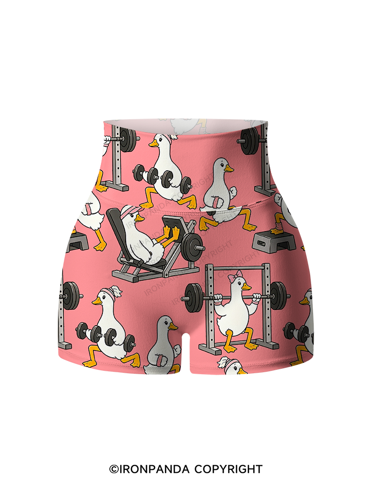 Full Duck Power, Burning Calories Printed Yoga Shorts