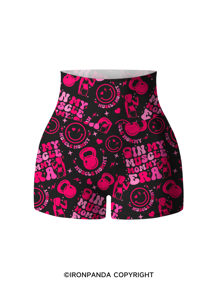 In My Muscle Mommy Era Printed Yoga Shorts