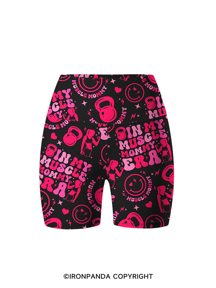 In My Muscle Mommy Era Printed Yoga Cycling Shorts