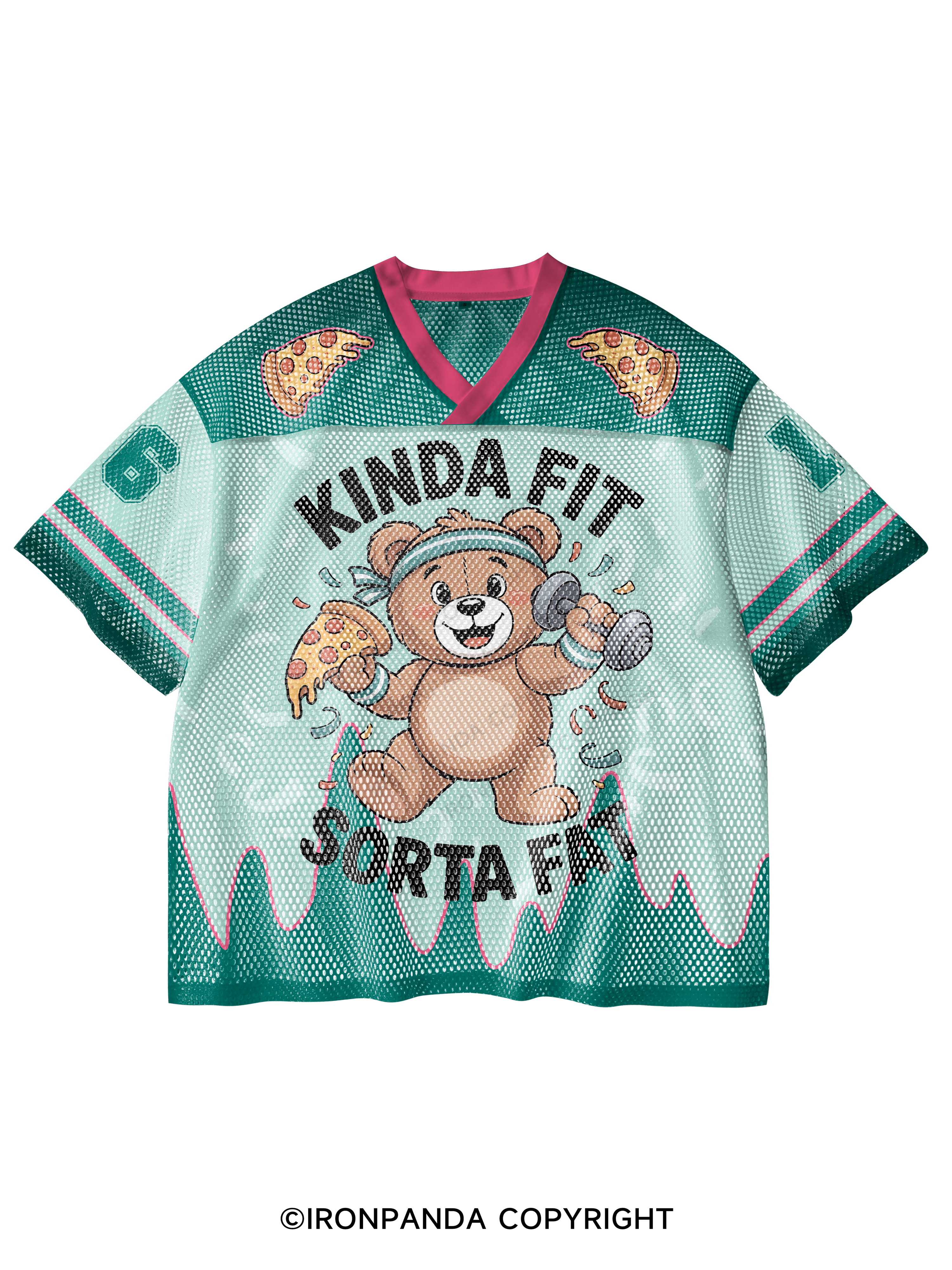 kinda fit sorta fat bear V-Neck Open Hole Mesh Top