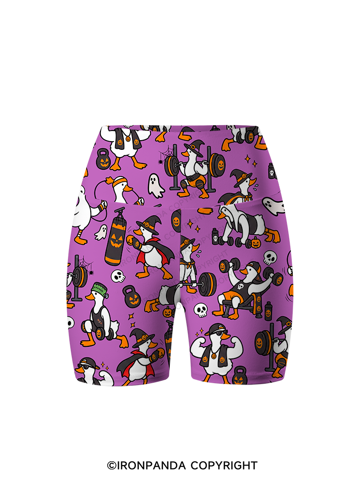 Halloween Fitness Goose Printed Yoga Cycling Shorts