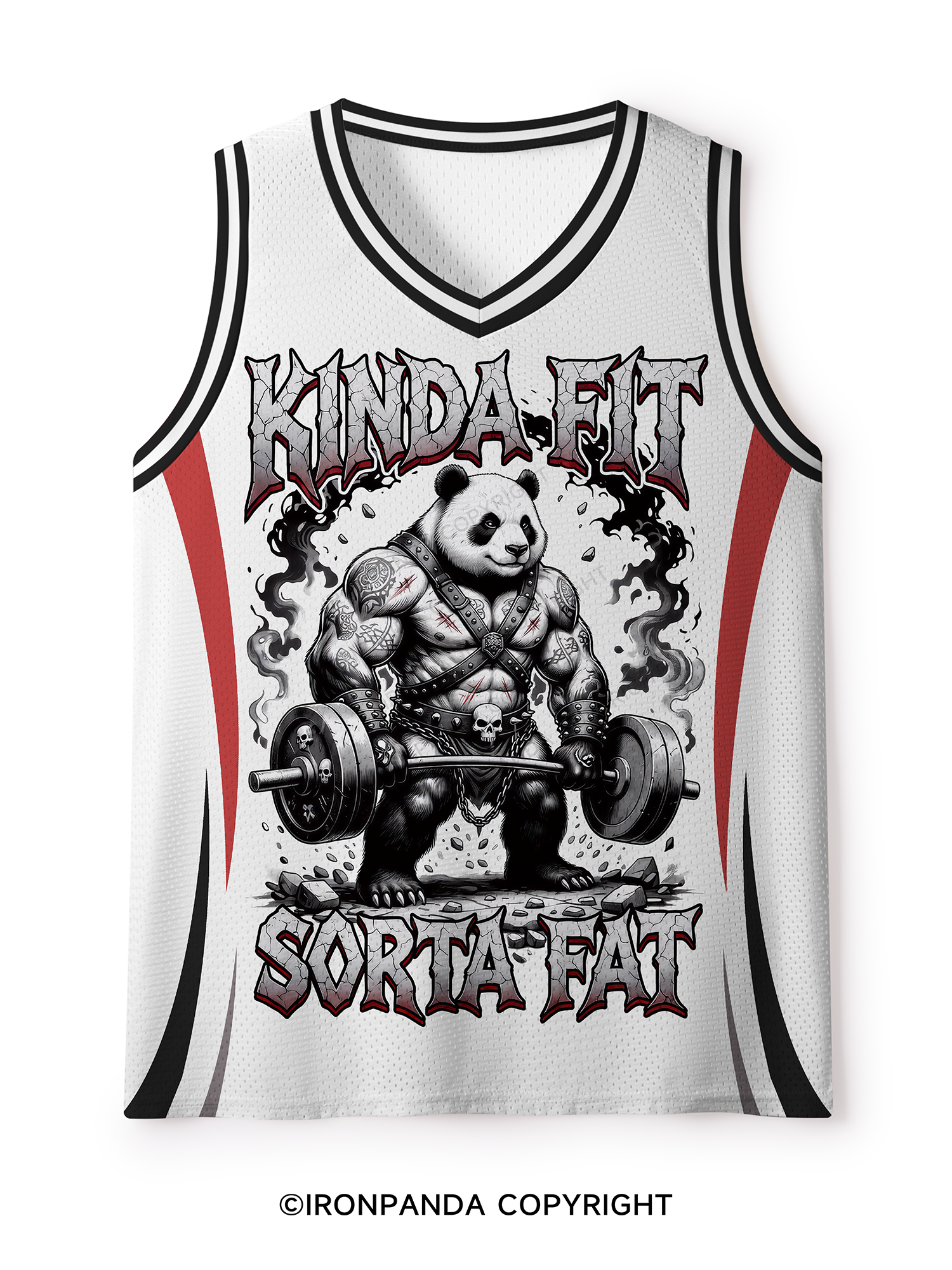 Humorous Panda Weightlifter Fitness Kinda Fit Sorta Fat Mesh Tank Top