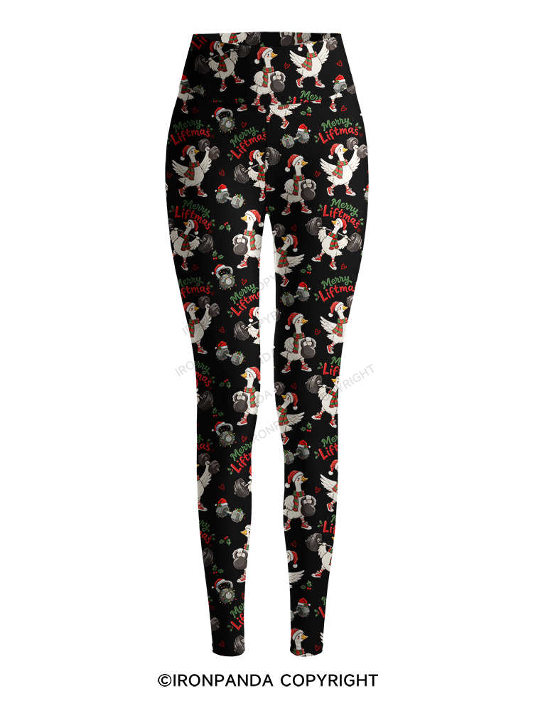 Weightlifting Christmas Goose Printed Yoga Pants
