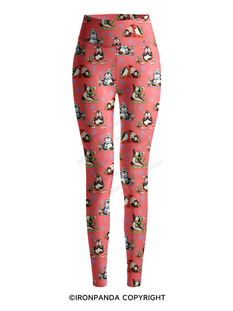 Cute Christmas Yoga Penguin Printed Yoga Pants