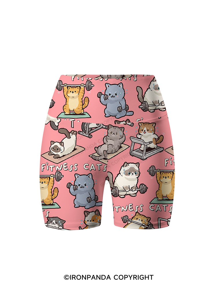 FITNESS Cat Printed Yoga Cycling Shorts