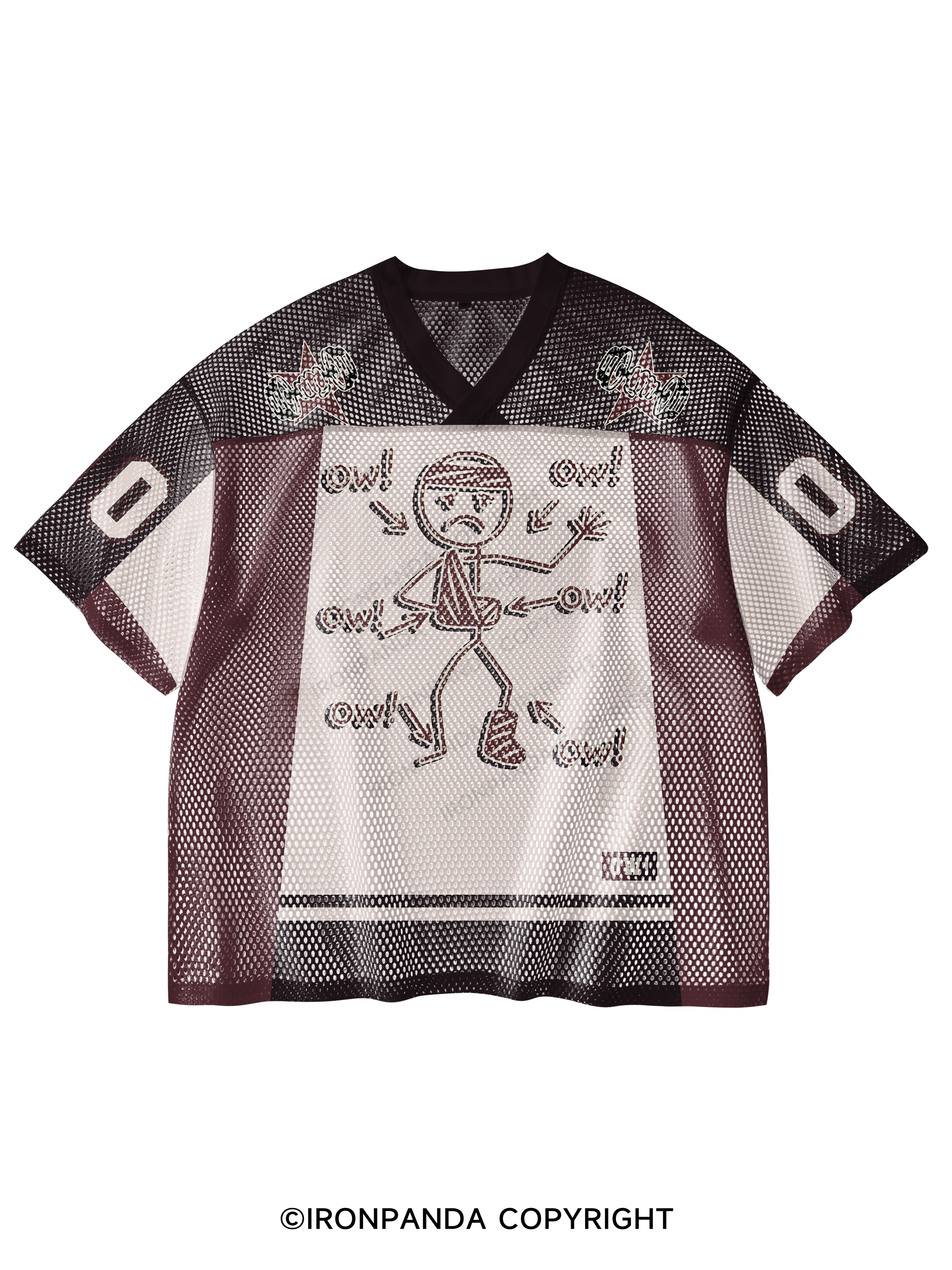 Funny Meme Ow Ow Ow Everything Hurts V-Neck Open Hole Mesh Top