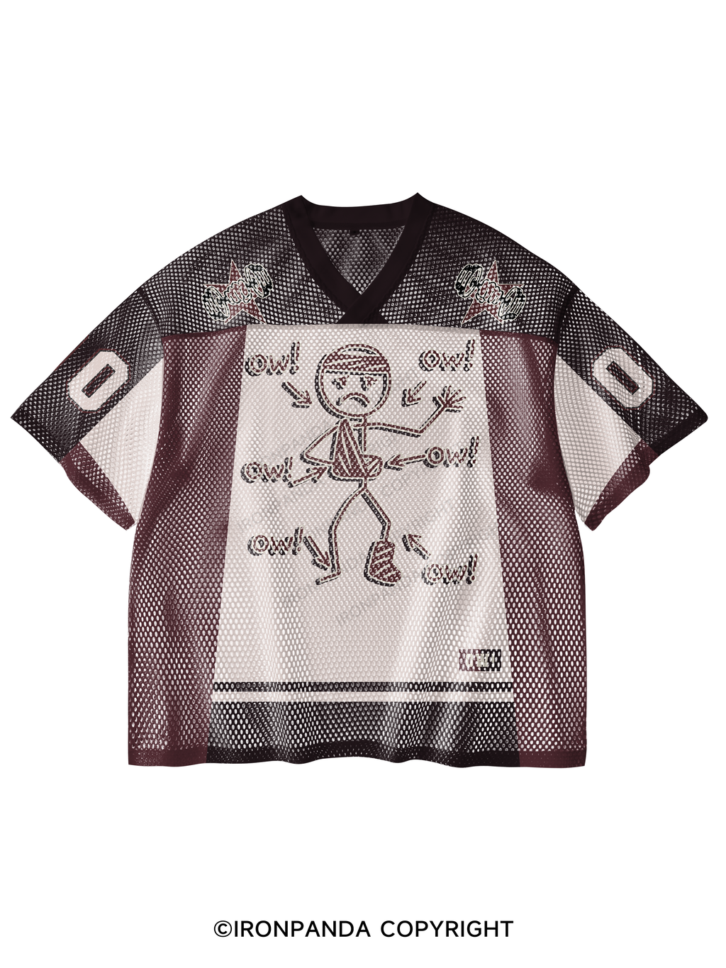 Funny Meme Ow Ow Ow Everything Hurts V-Neck Open Hole Mesh Top