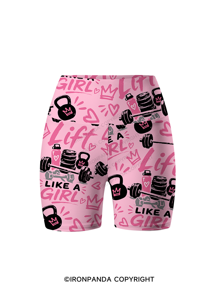 Lift Like a Girl Printed Yoga Cycling Shorts