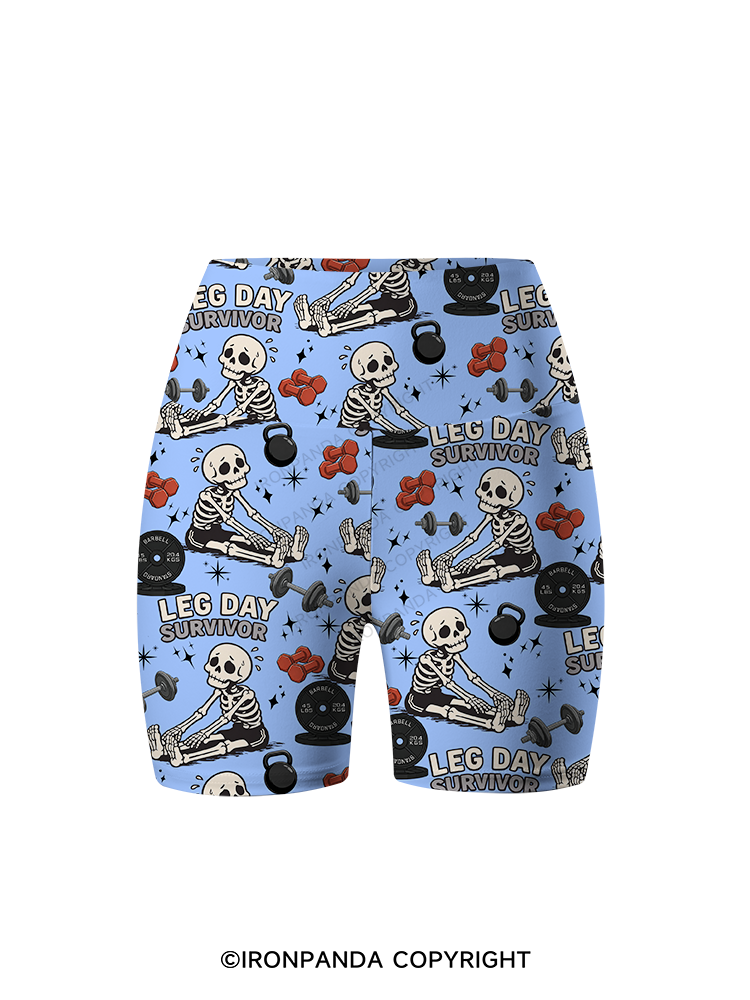 Leg Day Survivor Printed Yoga Cycling Shorts