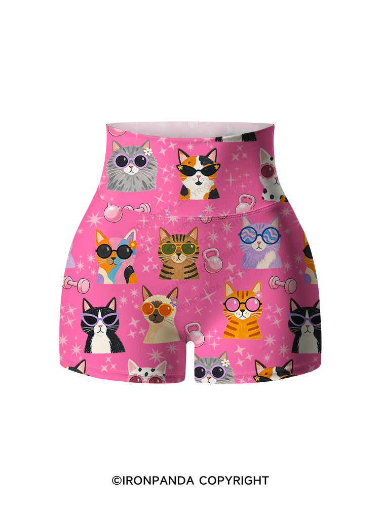 COOL CATS FITNESS PARTY Yoga Printed Yoga Shorts