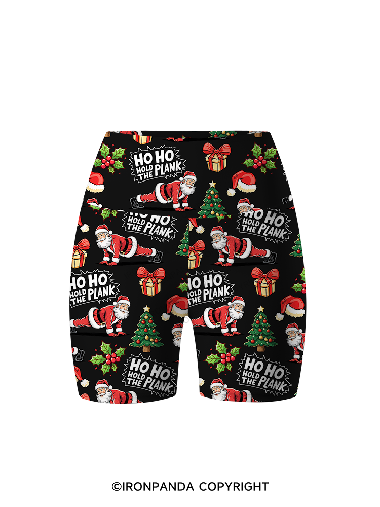 Ho Ho Hold the Plank Printed Yoga Cycling Shorts