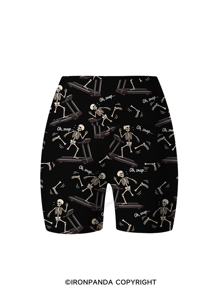 Oh Snap Funny Skeleton Printed Yoga Cycling Shorts