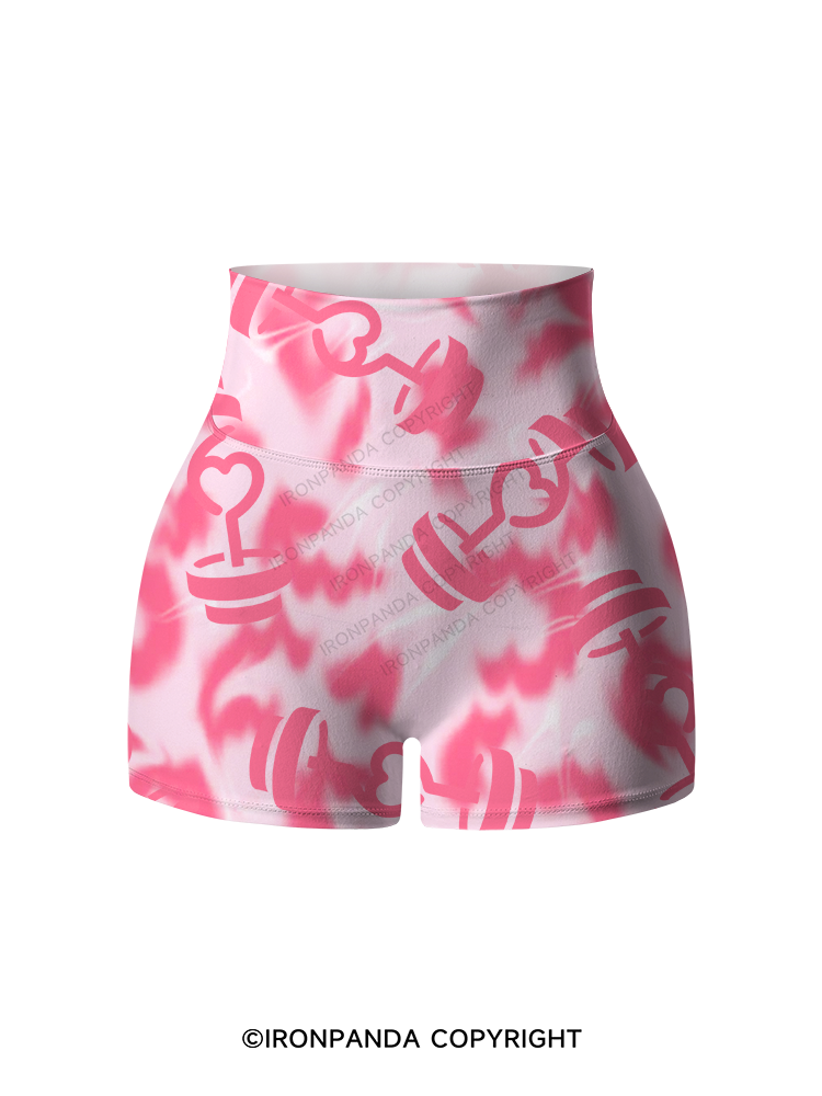 Pink Love Gym Printed Yoga Shorts