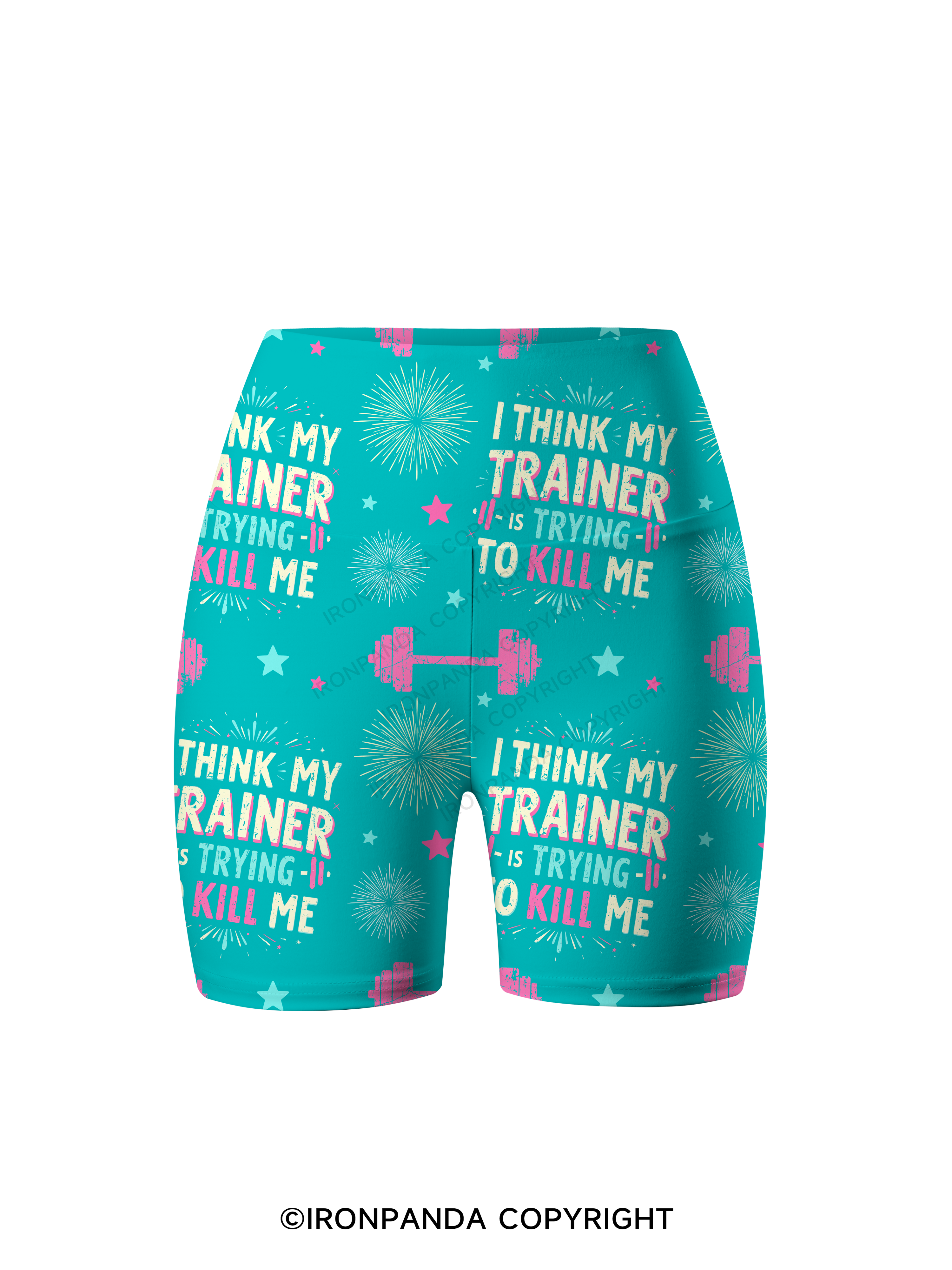 I THINK MY TRAINER IS TRYING TO KILL ME GYM Printed Yoga Cycling Shorts