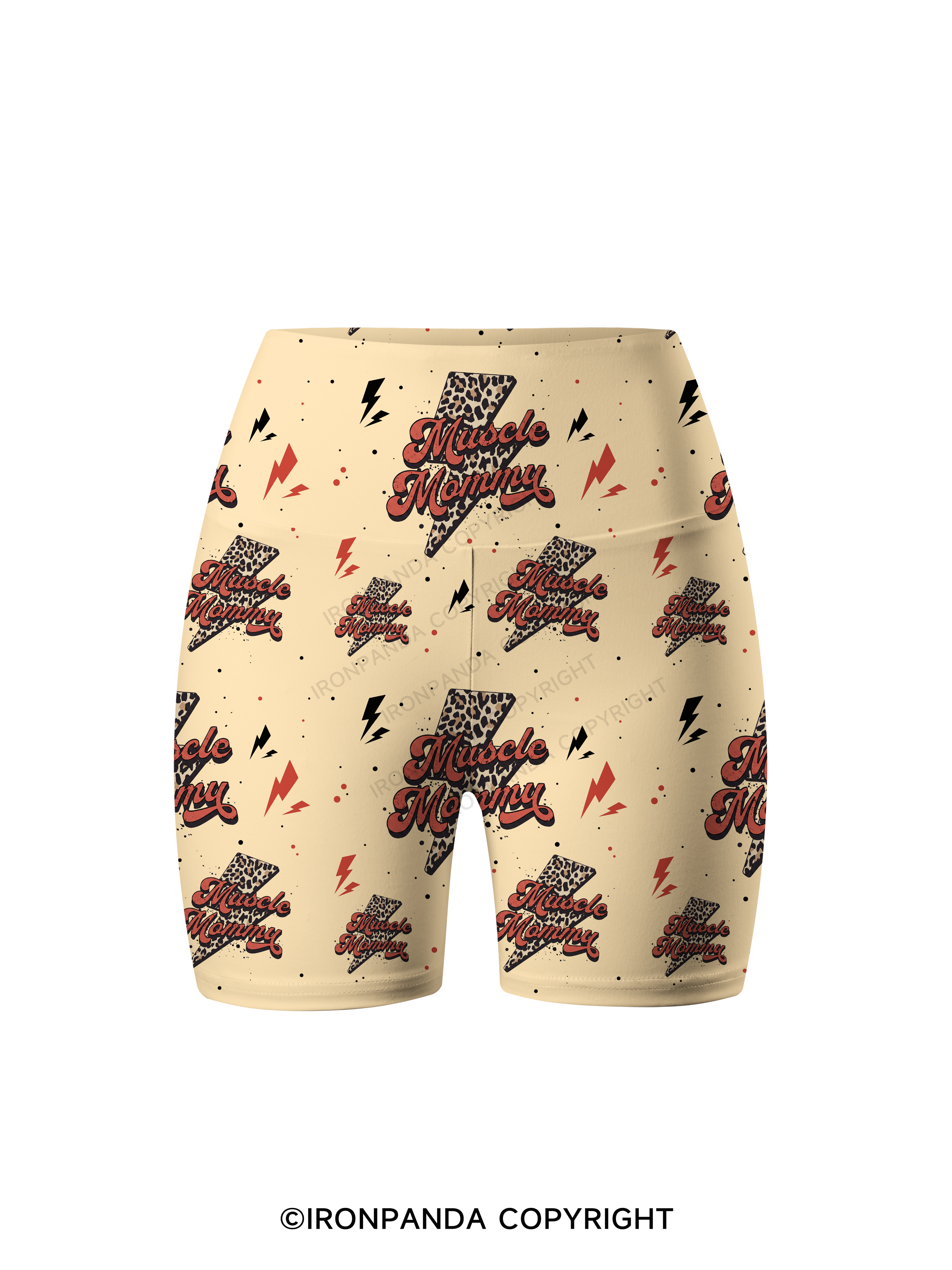 Retro Muscle Mommy Printed Yoga Cycling Shorts