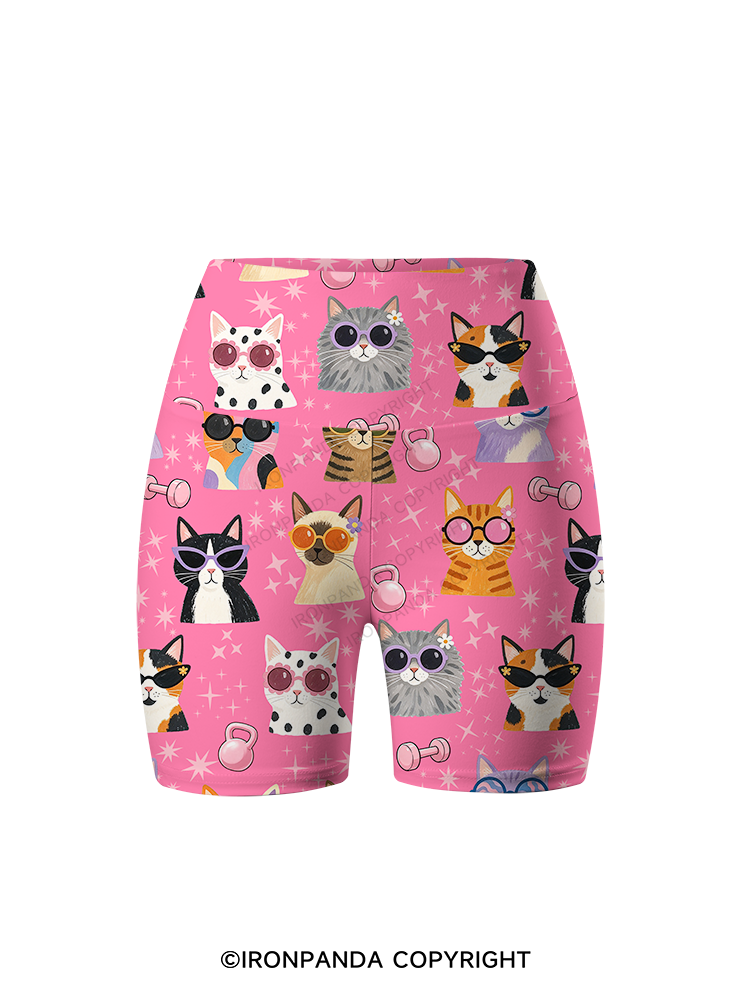 COOL CATS FITNESS PARTY Yoga Printed Yoga Cycling Shorts