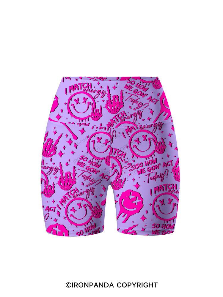 How We Gonna Act Today Smile Printed Yoga Cycling Shorts