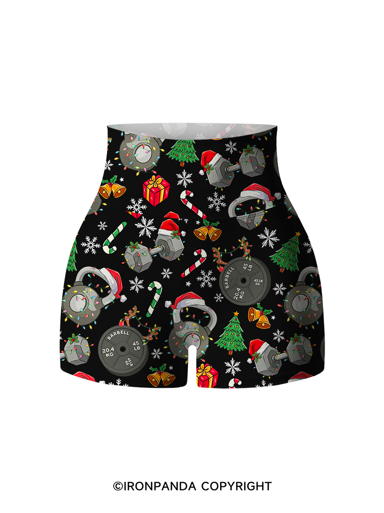 Christmas Fitness Printed Yoga Shorts