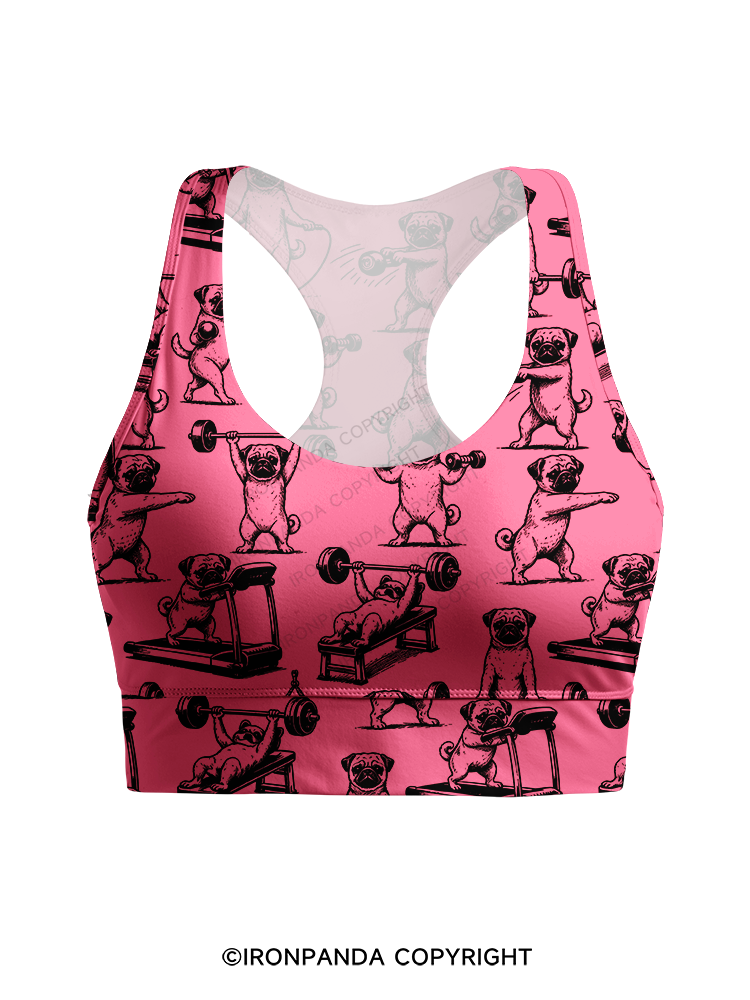 Pug Workout Yoga Racerback Sports Bra